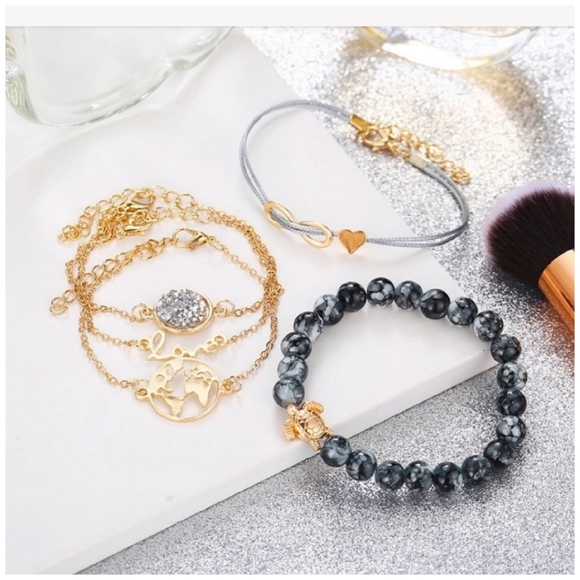 SALE 🎈5 Piece Marbled Bead Bangles Set. - Picture 3 of 4